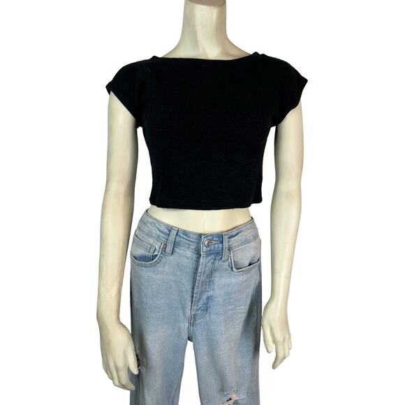 Tobi Womens Blouse Shirt Top Crop Top Stretch Ribbed retro S Small - Picture 1 of 10